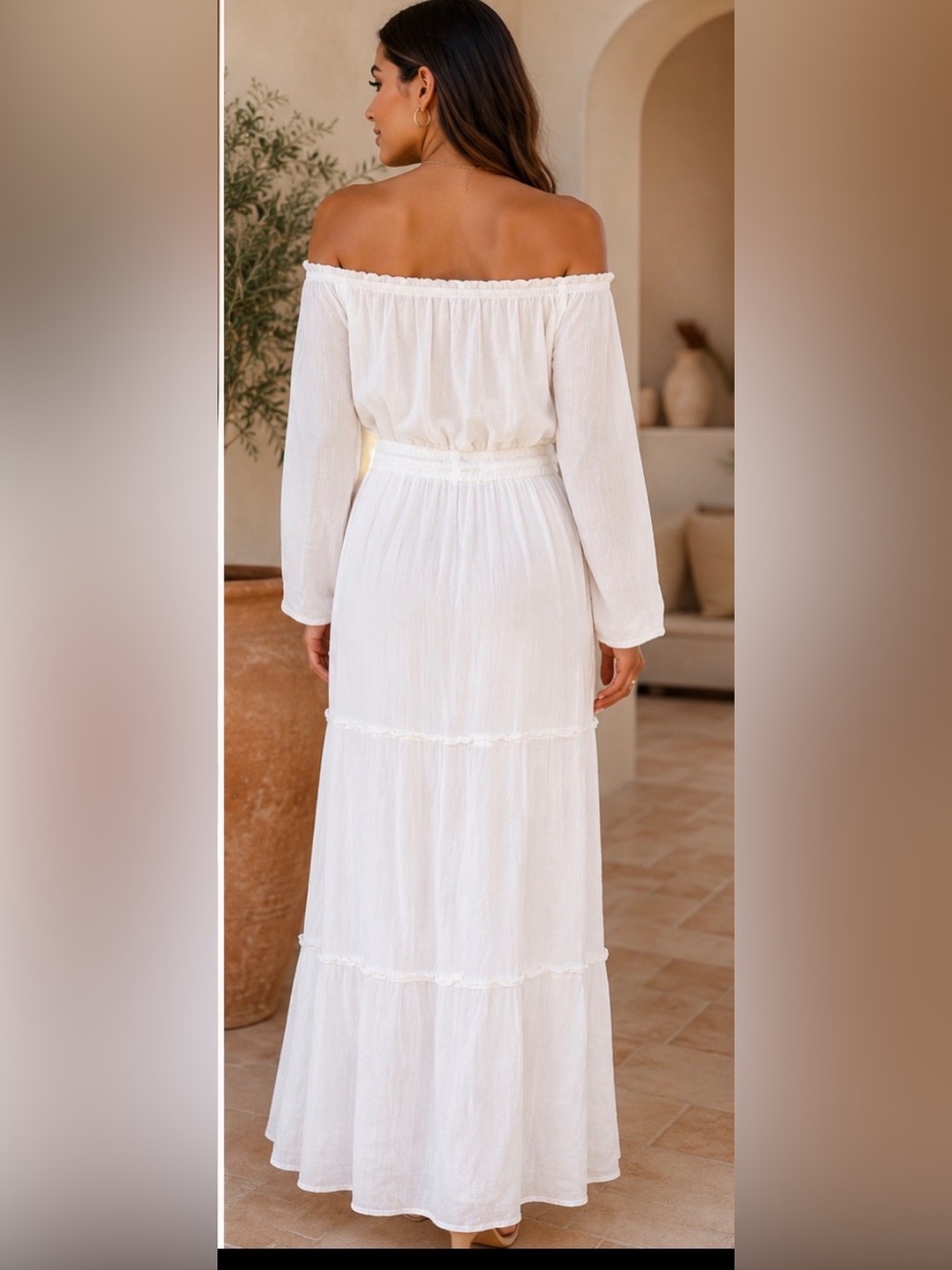 J.Gee Embroidered Floral Bohemian Maxi Dress Size Medium Off Shoulder - Picture 2 of 9
